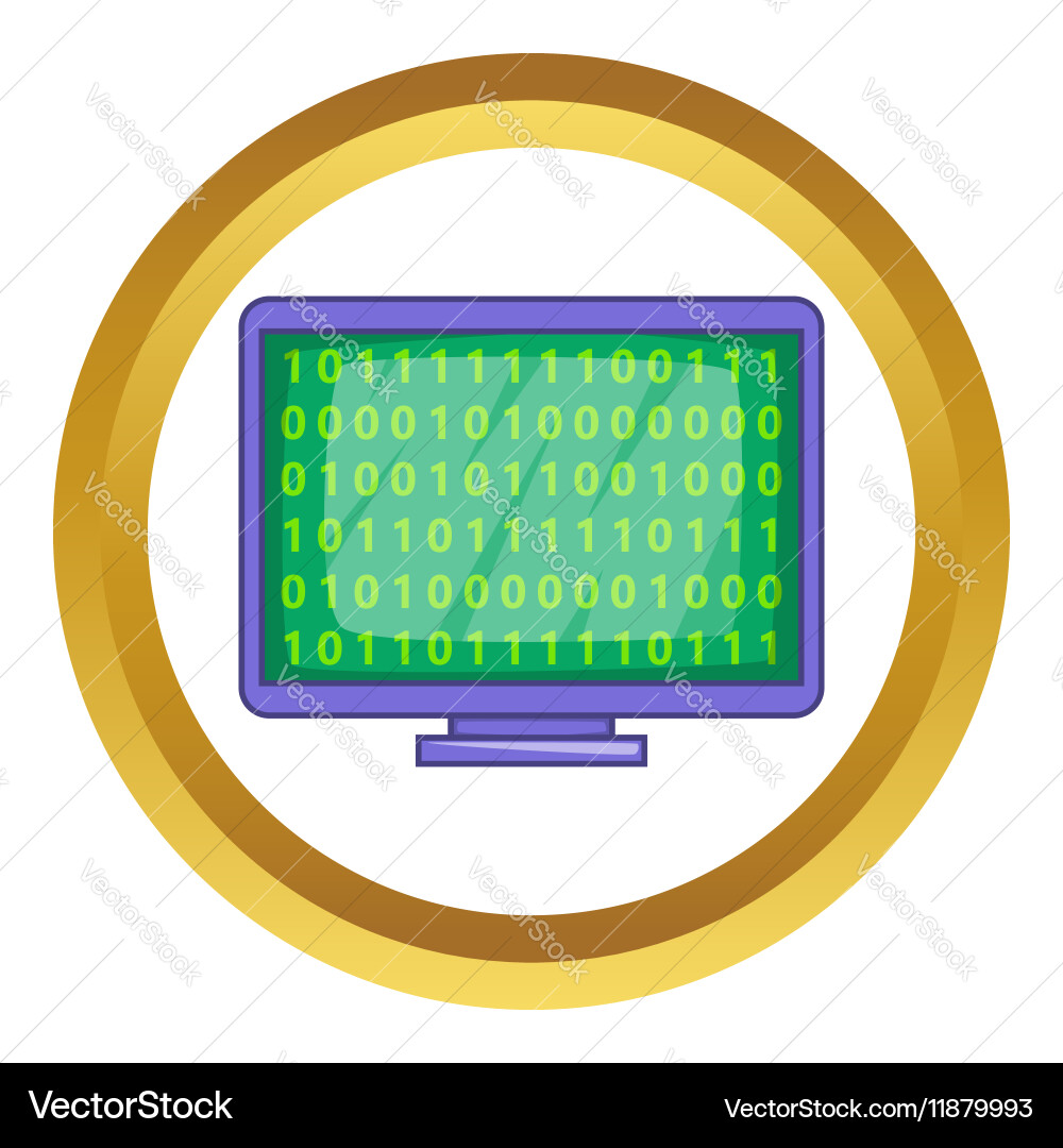 Binary code on screen icon vector image