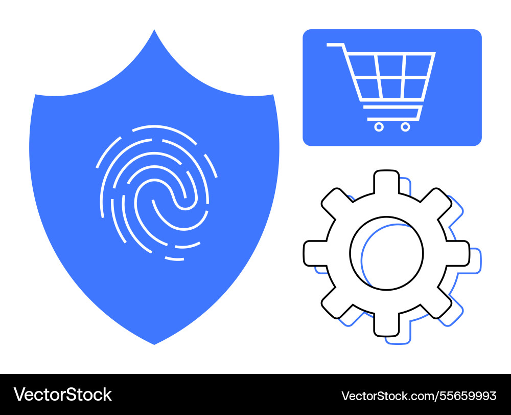 Digital security concept with shield fingerprint Digital security concept with shield fingerprint vector image