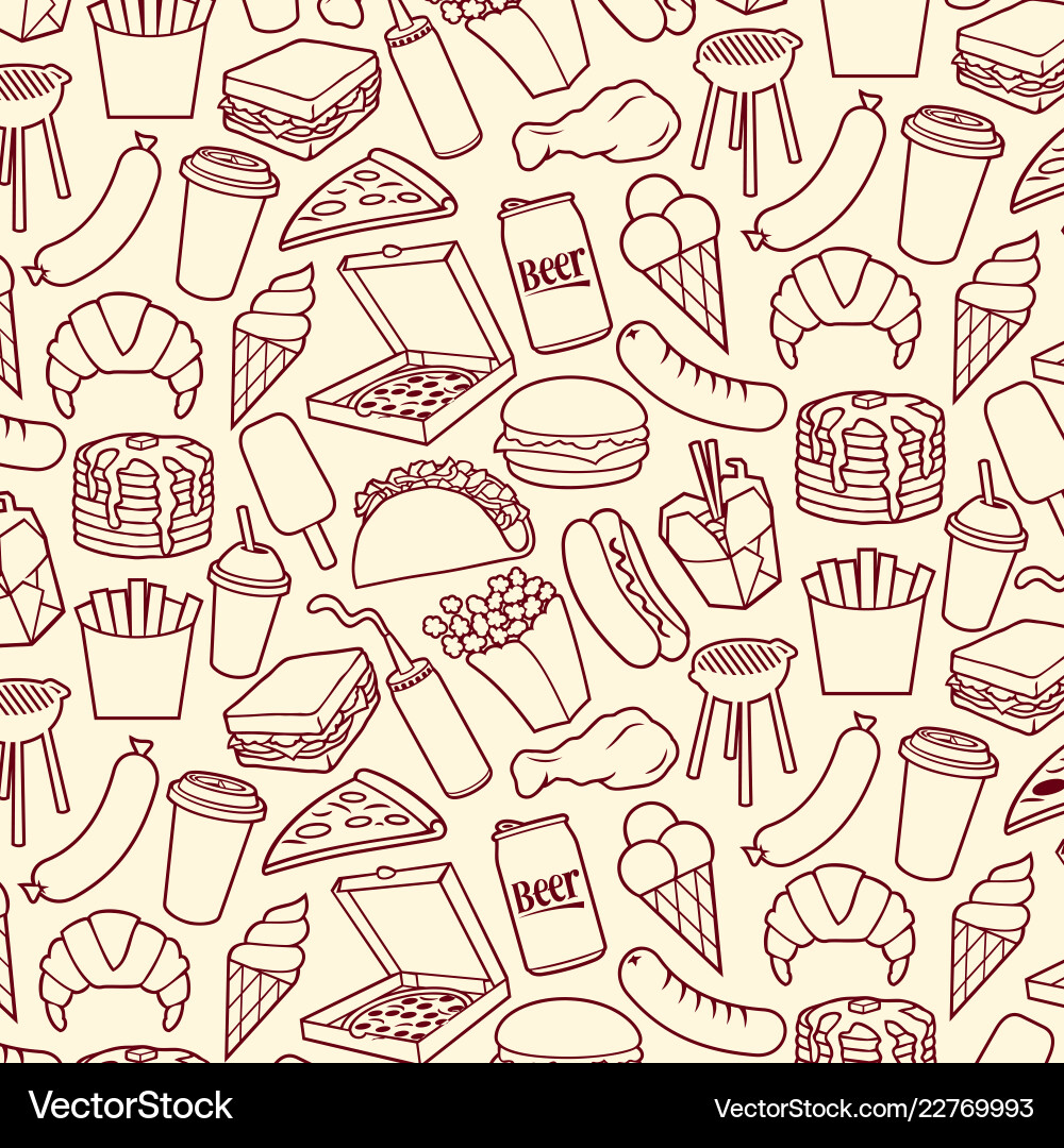 Fast Food Pattern - Diner Style vector image