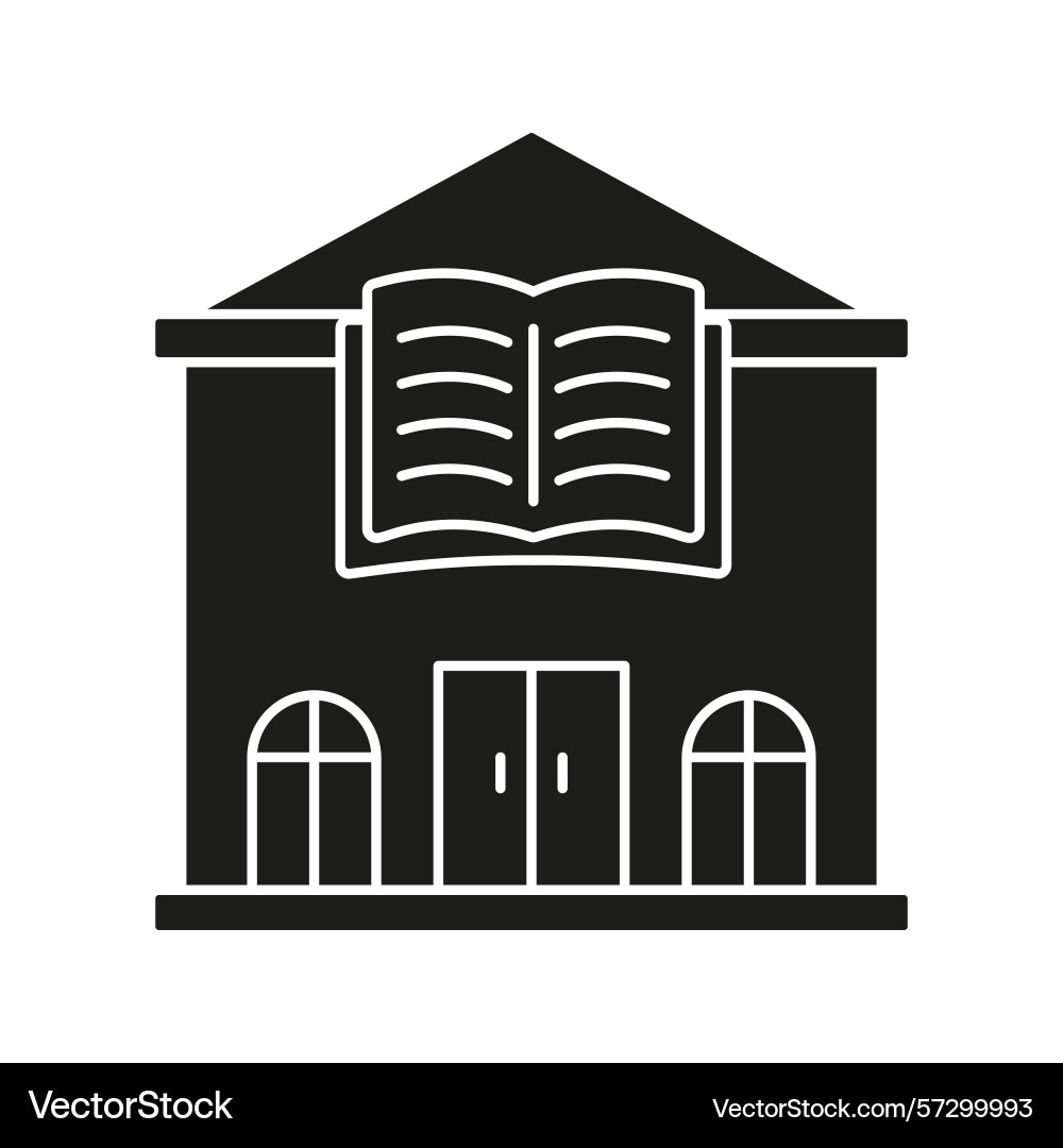Library building with open book solid icon Library building with open book solid icon Vector Image