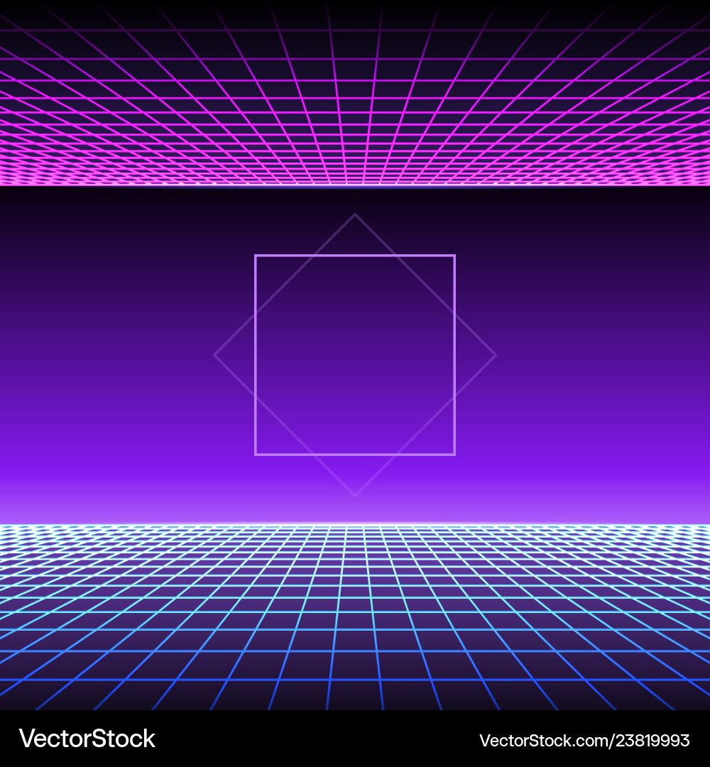 Retro Synthwave Neon Grid Background vector image