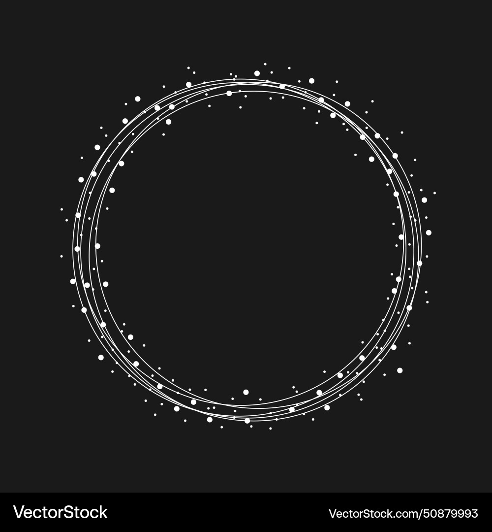 Round frame of linear circles and dots with copy Vector Image