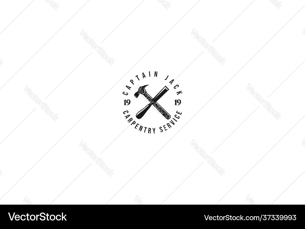 Rustic crossed hammer and chisel for carpenter Rustic crossed hammer and chisel for carpenter vector image