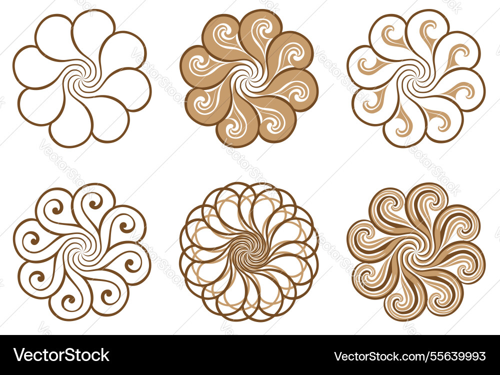 Set aus Logo mit stilisierten Mandala-Ornamenten Set aus Logo mit stilisierten Mandala-Ornamenten vektorbild