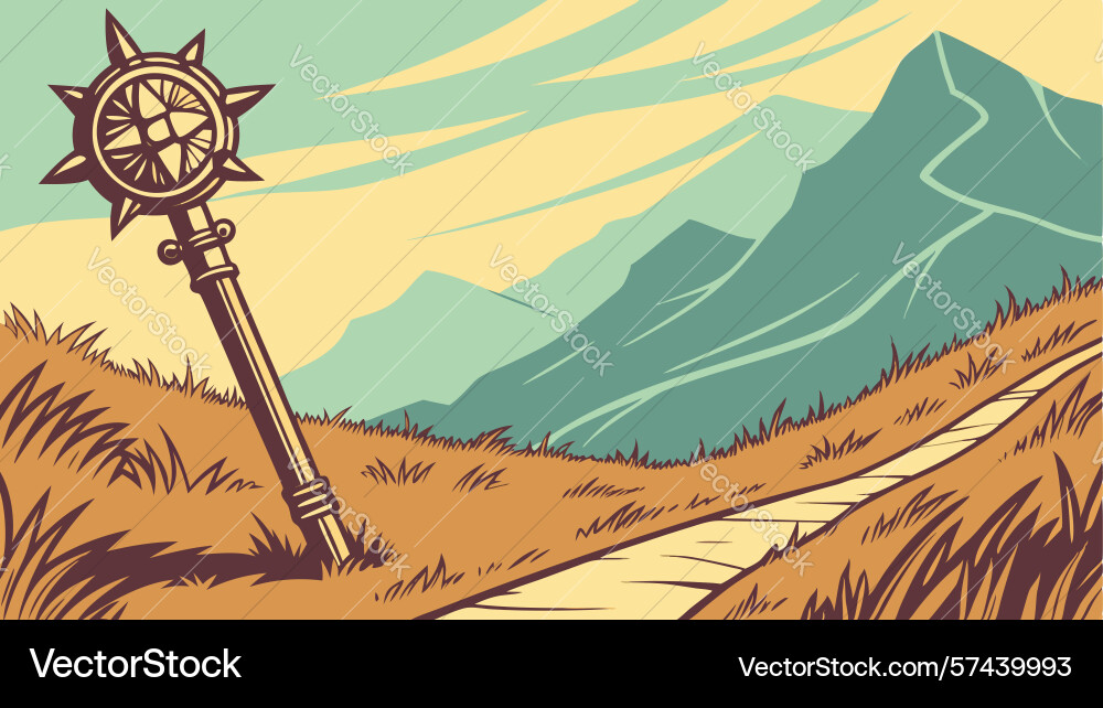 Spiked mace on mountain path design generative ai Vector Image