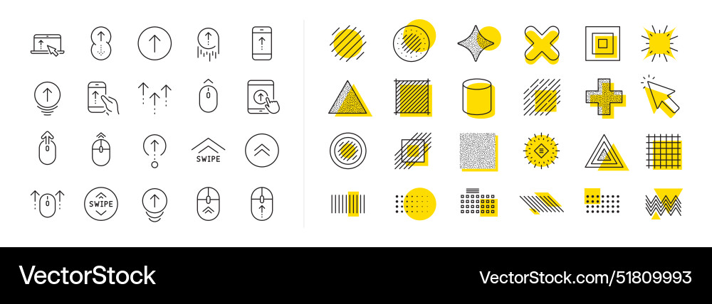 Swipe up line icons scrolling mouse landing page Swipe up line icons scrolling mouse landing page vector image