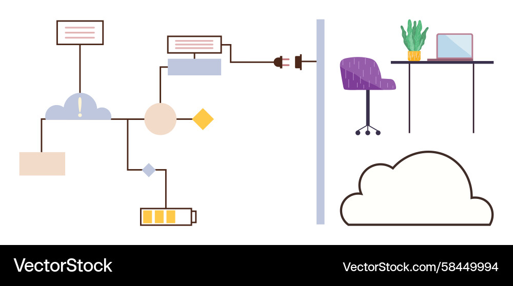 Cloud Data Flow & Workspace Integration Vector Image