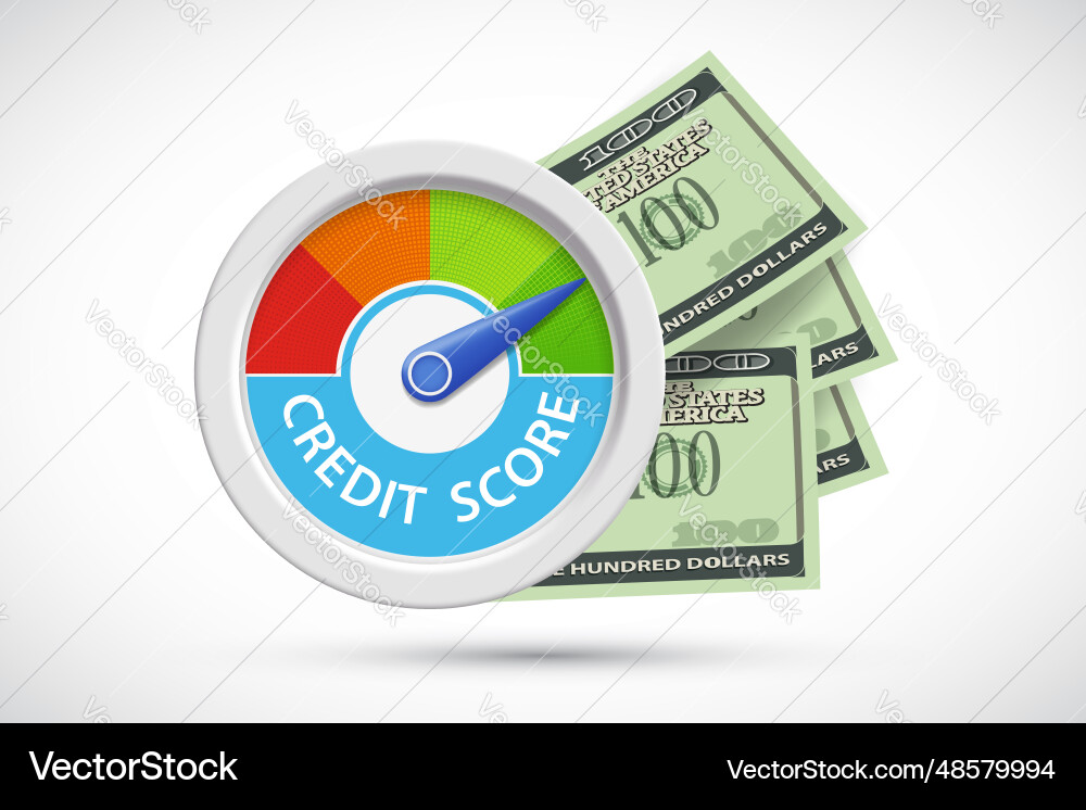 Credit score rating scale with arrow vector image