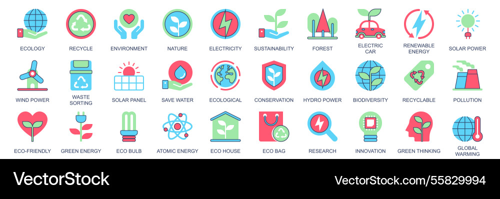 Ecology icon set in flat color icons web design Ecology icon set in flat color icons web design vector image