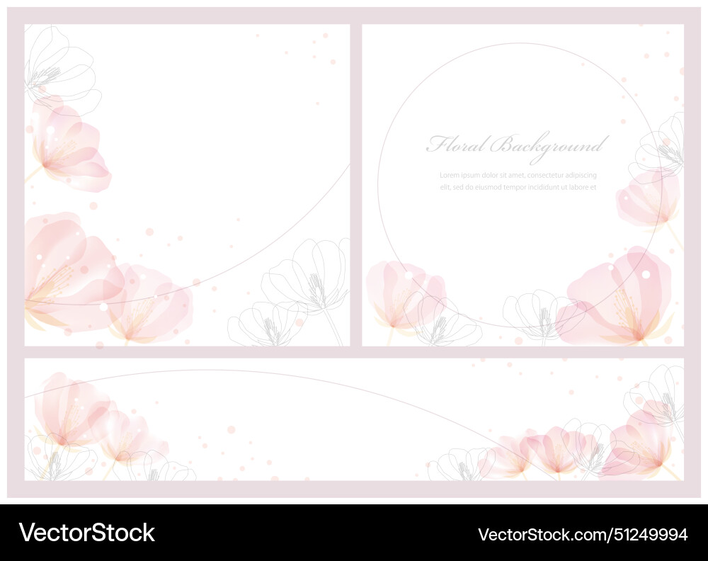 Floral background set with text space vector image