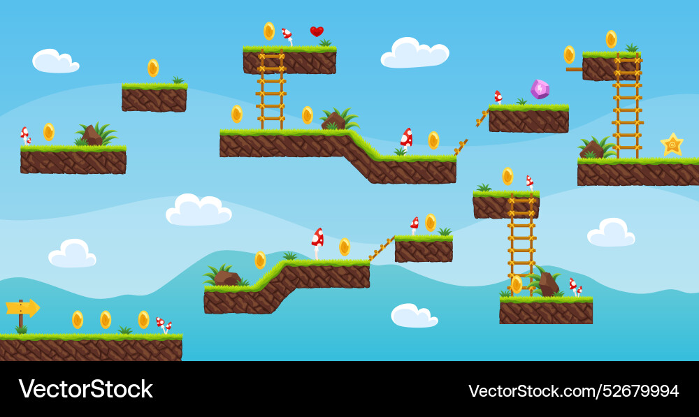 Game level map arcade 2d video for old Game level map arcade 2d video for old vector image