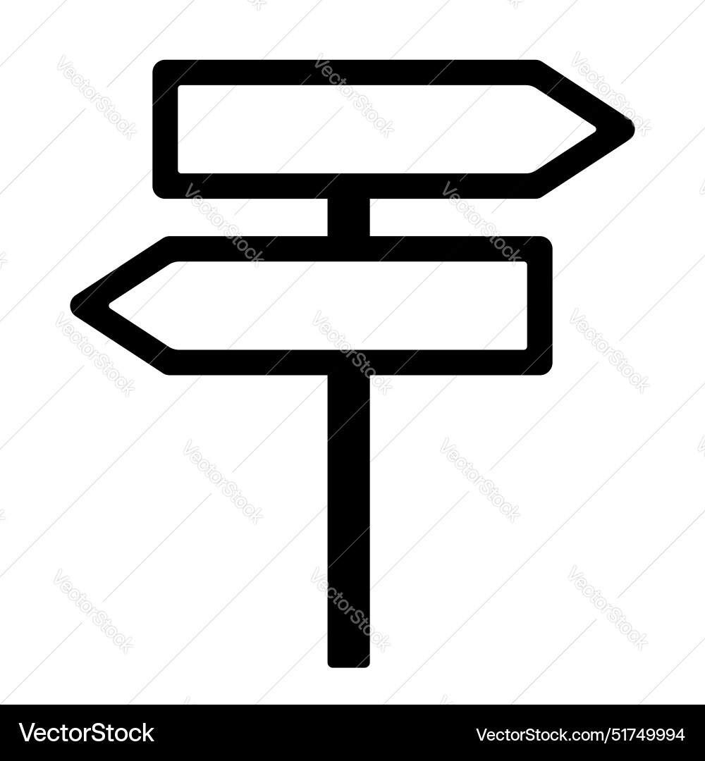 Signpost with two placards pointing in opposite vector image