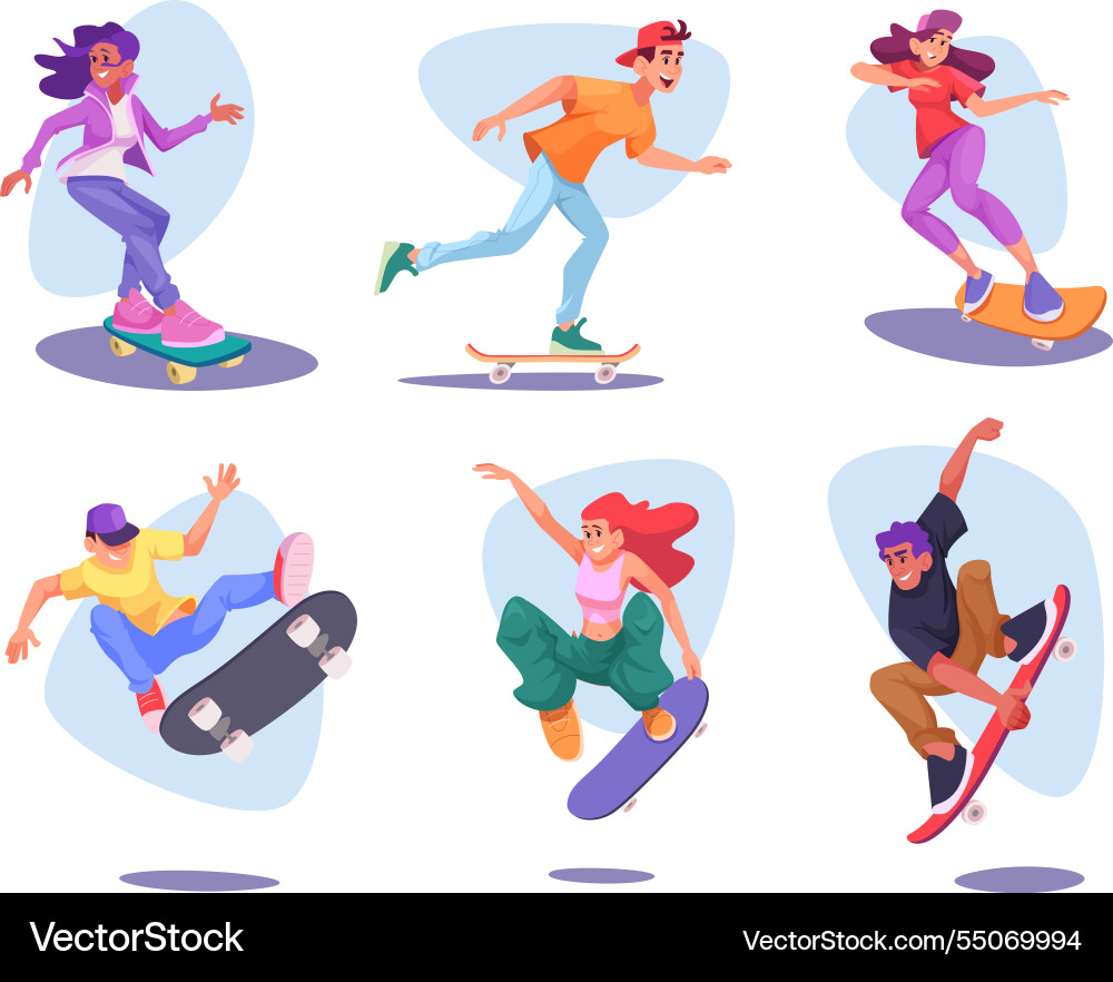 Skateboarders urbaner Lebensstil von Teenagern Skateboarders urbaner Lebensstil von Teenagern vektorbild