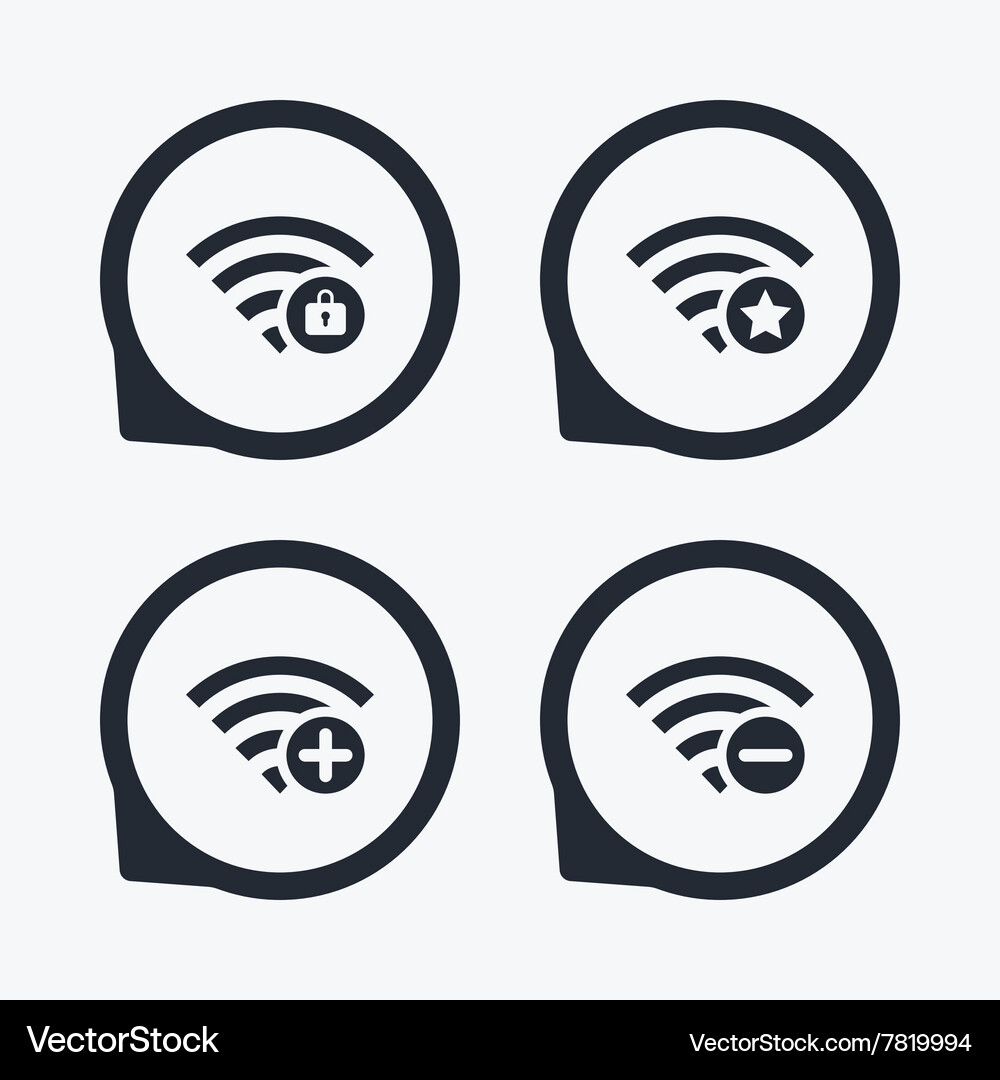 Wifi wireless network icons wi-fi add remove Vector Image