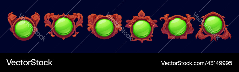 Game level or avatar frames ui icons buttons set Game level or avatar frames ui icons buttons set vector image