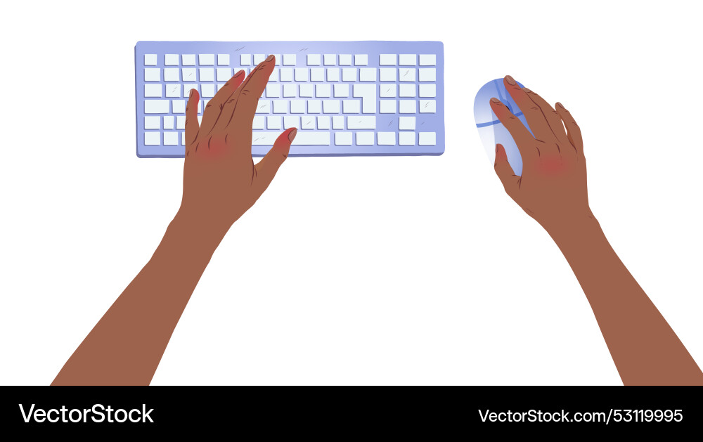 Hands Typing on Keyboard with Mouse Vector Image