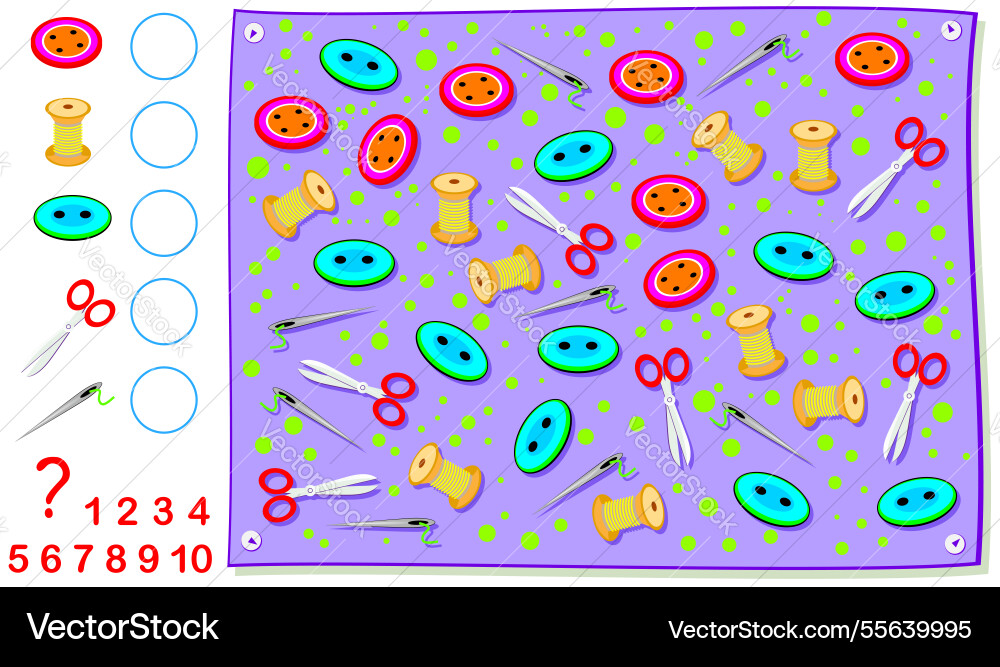 Mathematical exercise for kids how many objects Mathematical exercise for kids how many objects vector image