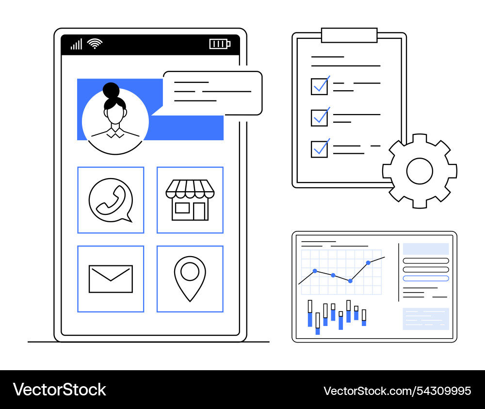 Mobile interface with messaging contact icons Mobile interface with messaging contact icons vector image