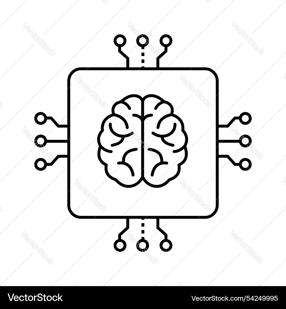 Neural network and ai brain icon design vector image