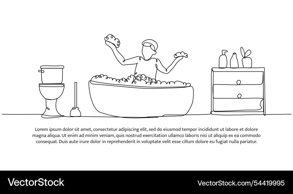 One continuous line design of a boy soak Vector Image