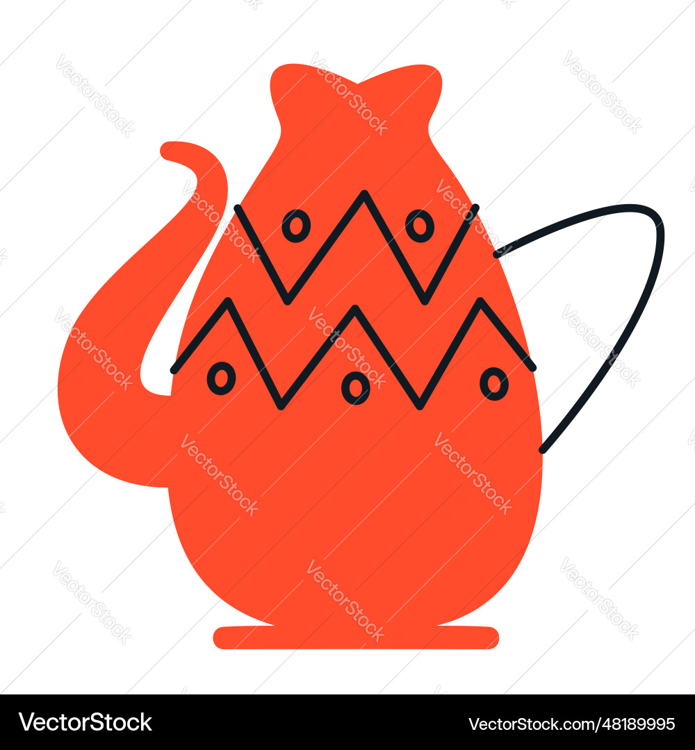 Red teapot with patterns Vector Image