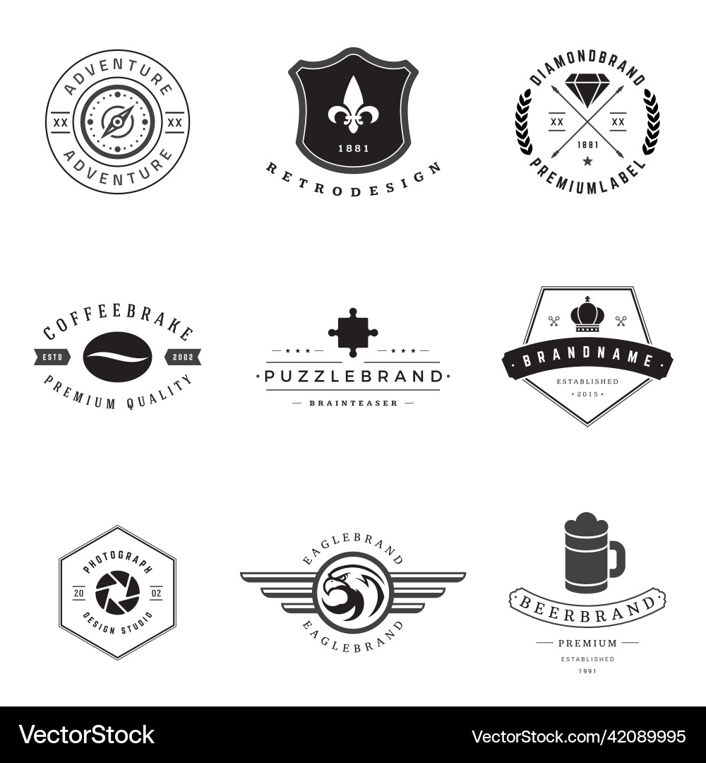 Retro logotypes set vector image