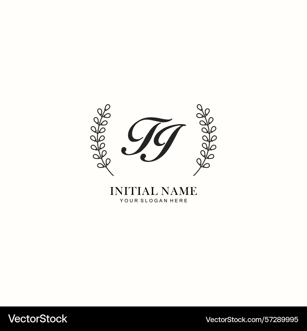 Ti initial logo templates with botanical elements Vector Image