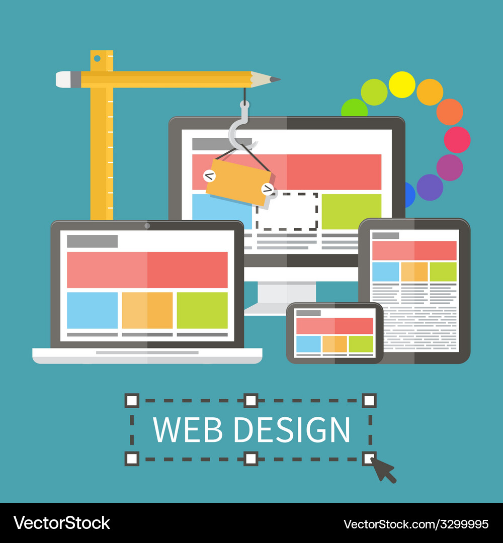 Web Development & Mobile App Concepts Vector Image