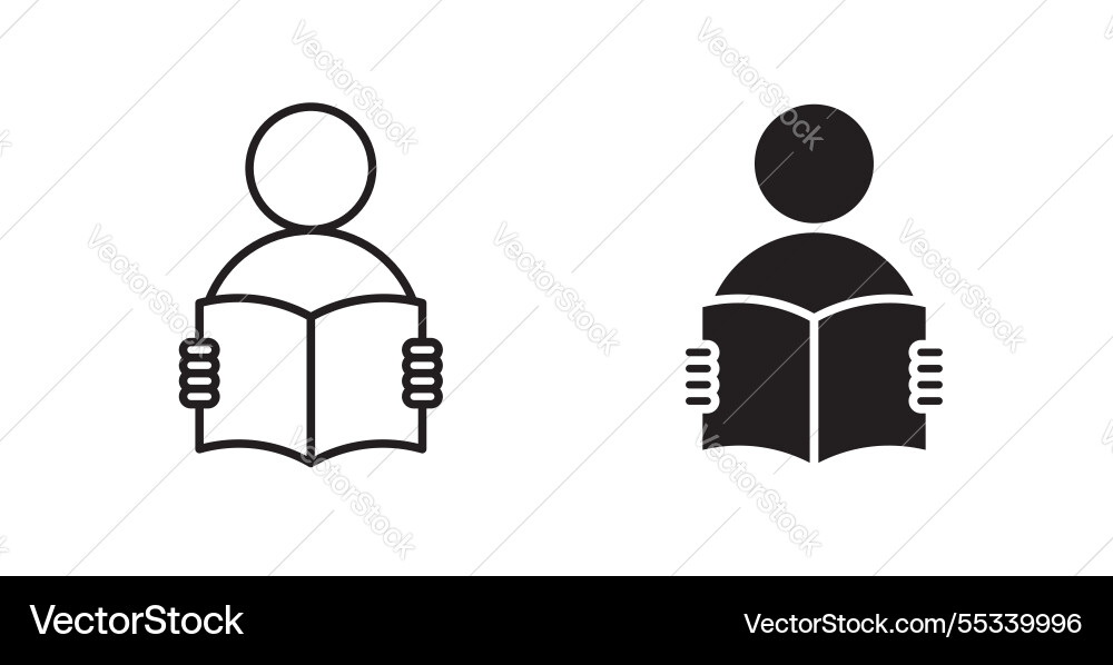 Book open reader filled and outlined icons Vector Image
