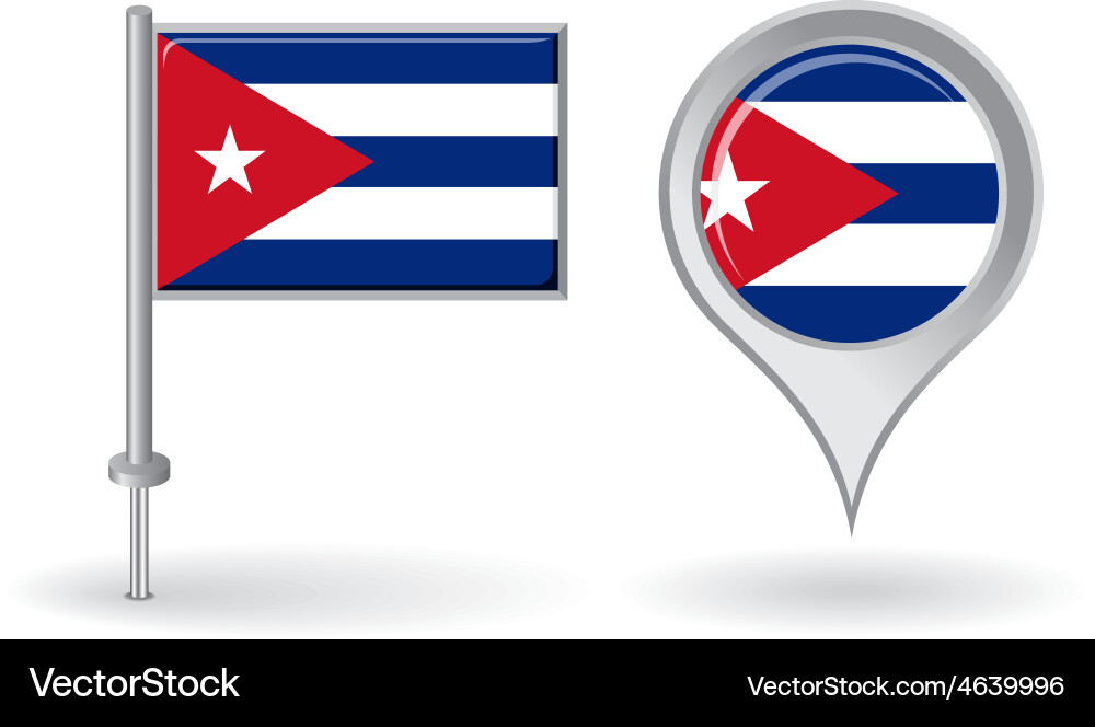 Cuban Map Pin & Flag Icon Set vector image