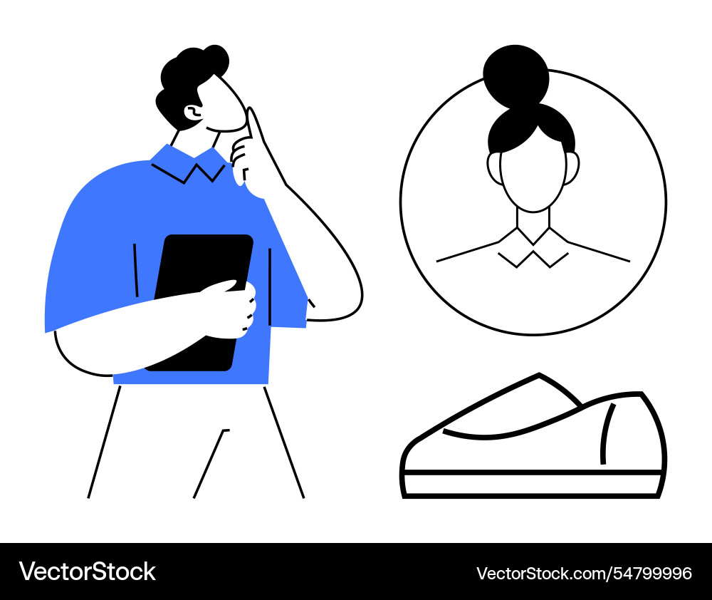 Decision-making process concept with thoughtful Decision-making process concept with thoughtful vector image