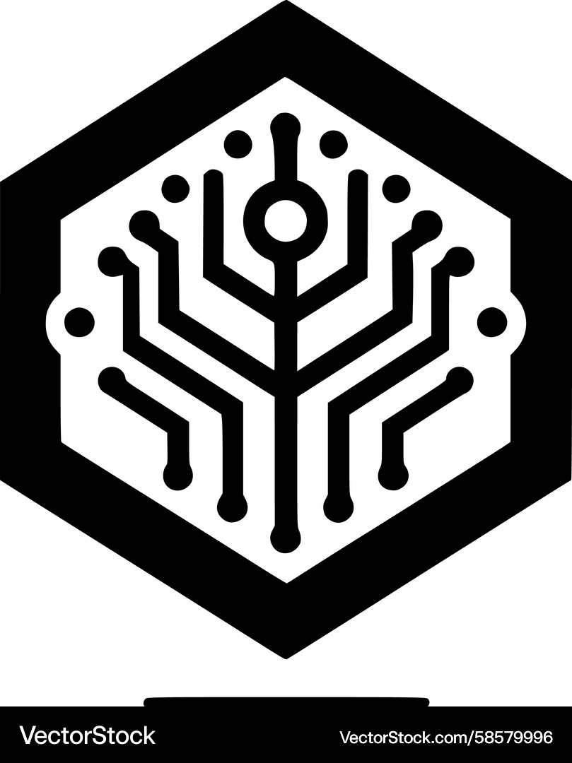 Dynamic Hexagonal Circuit Network Vector Image