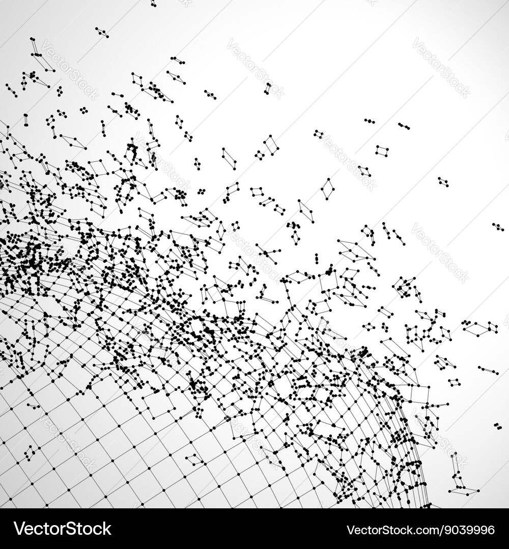 Exploded grid made of connected dots Vector Image