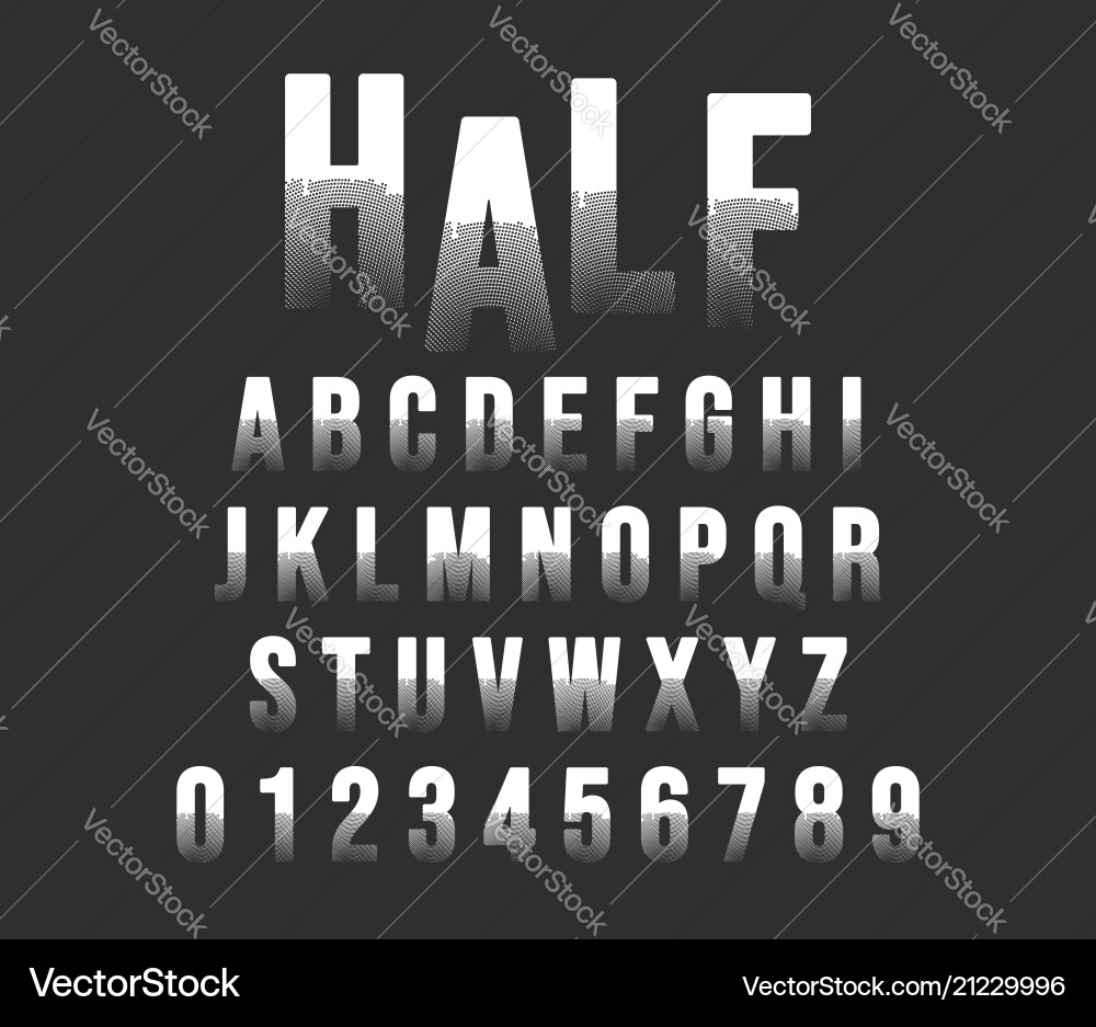 Halftone alphabet font template vector image