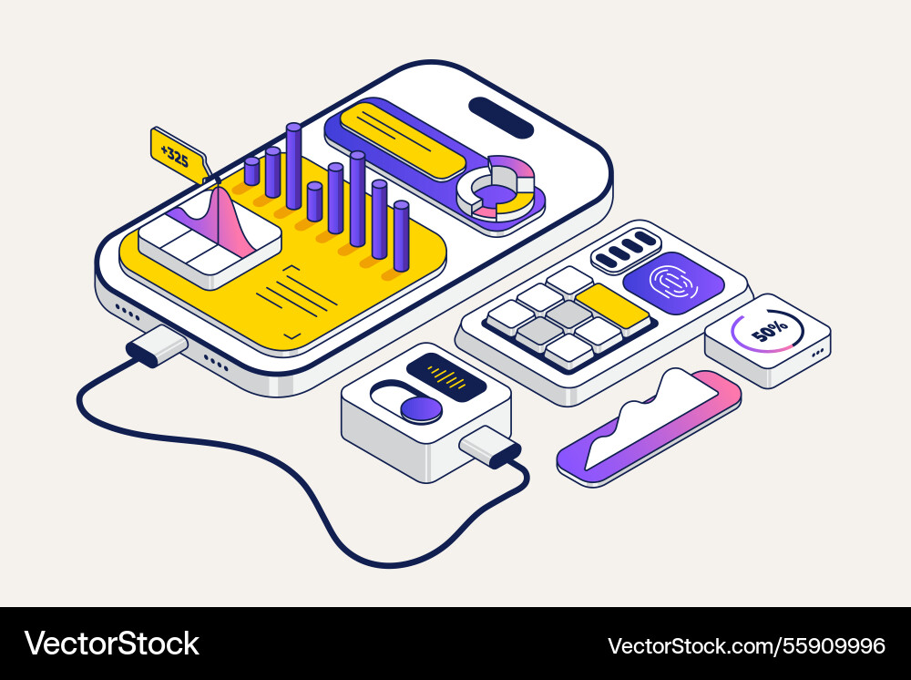 Isometric Data Analysis Chart vector image