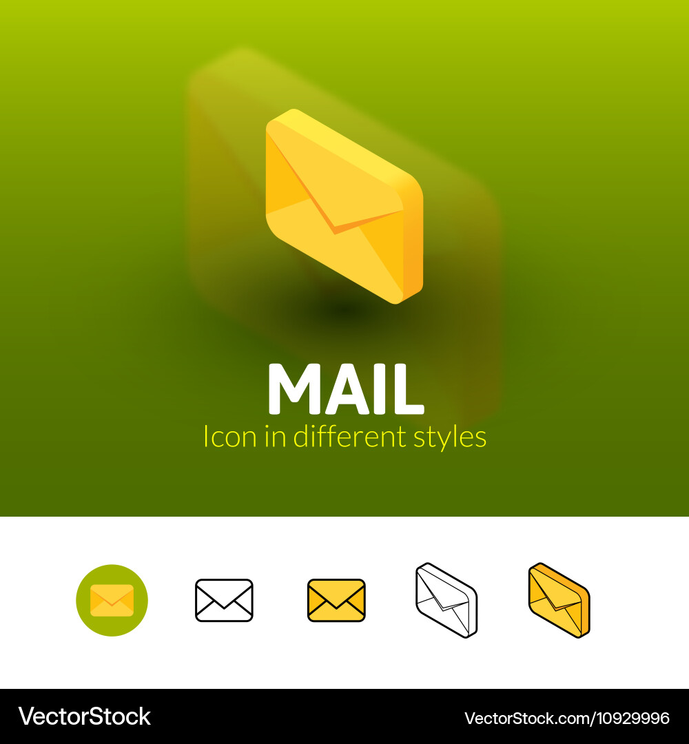 Mail icon in different style Vector Image