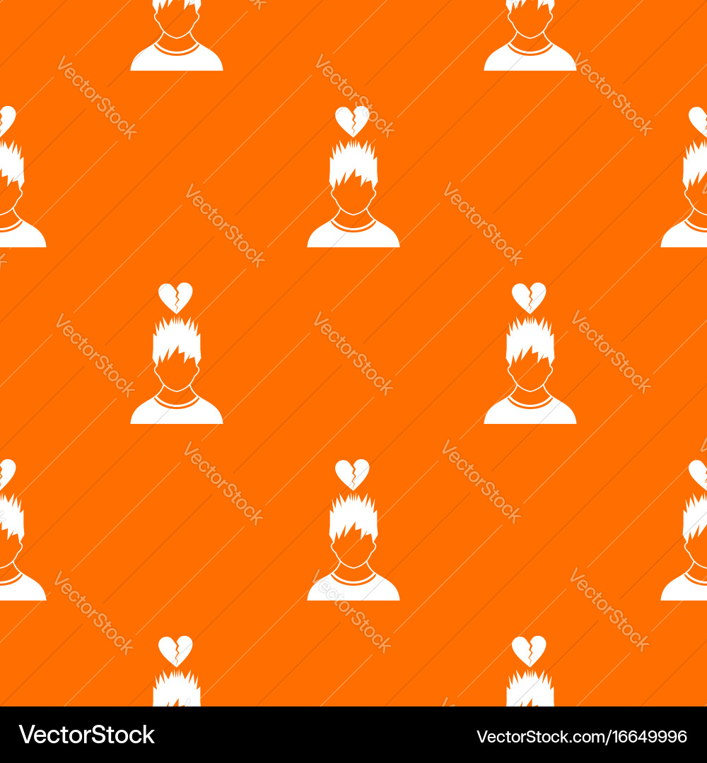 Man with broken red heart over head pattern vector image