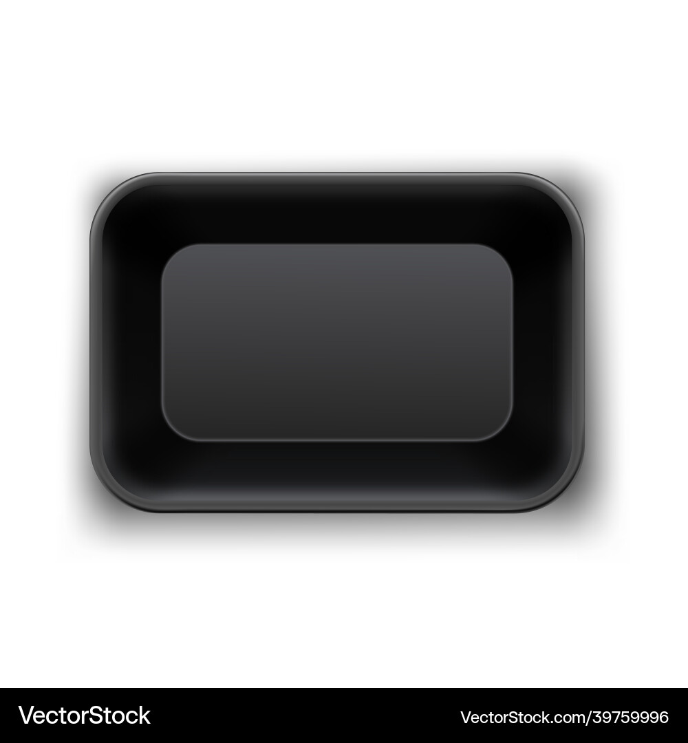 Realistic design template with black food tray Realistic design template with black food tray vector image