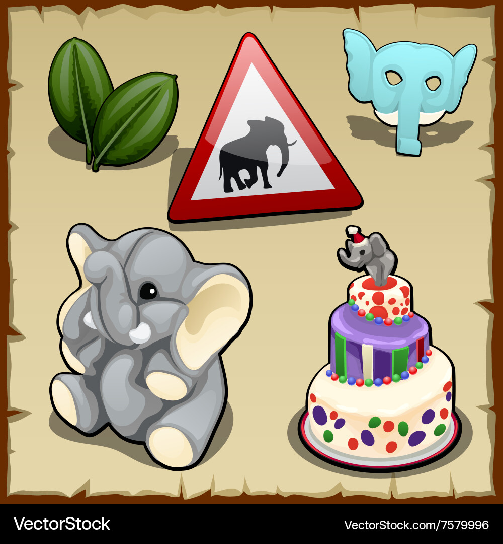 Set on elephantine themes in various types Vector Image