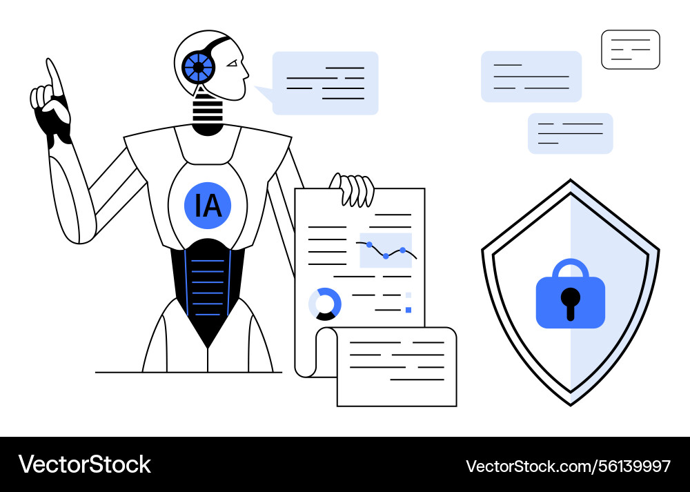 Ai robot presenting data and security concepts Ai robot presenting data and security concepts vector image