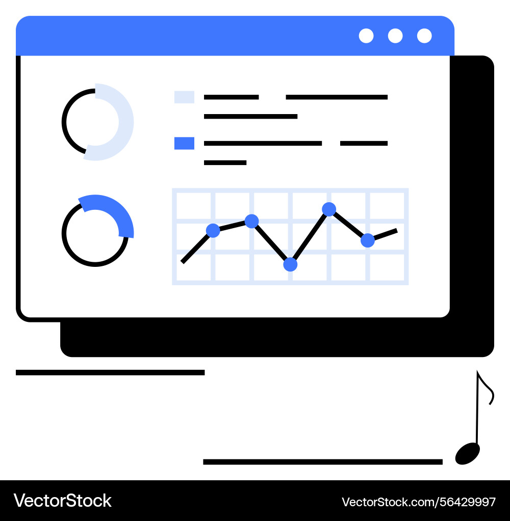 Data dashboard with charts and graphs Data dashboard with charts and graphs vector image