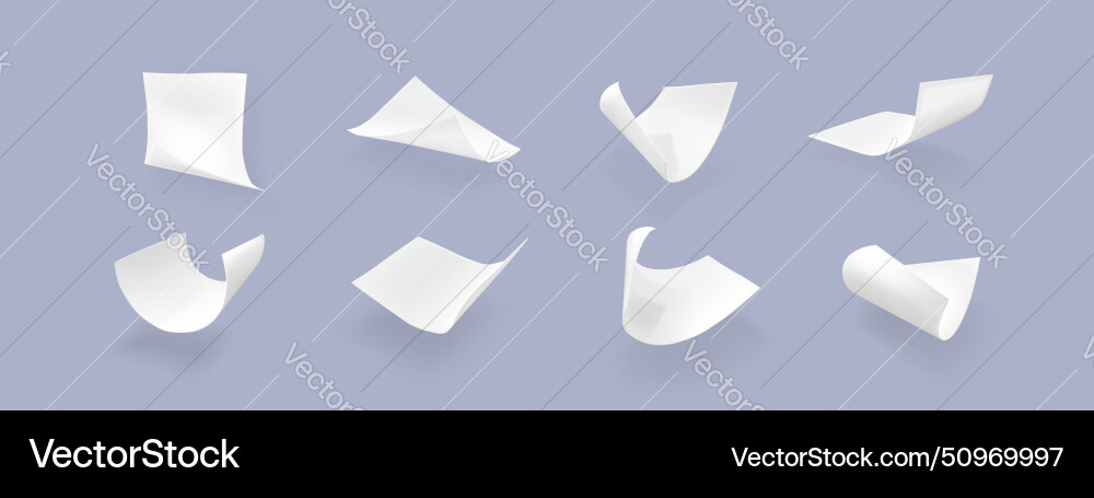 Flying paper sheet in different angles of view Flying paper sheet in different angles of view Vector Image
