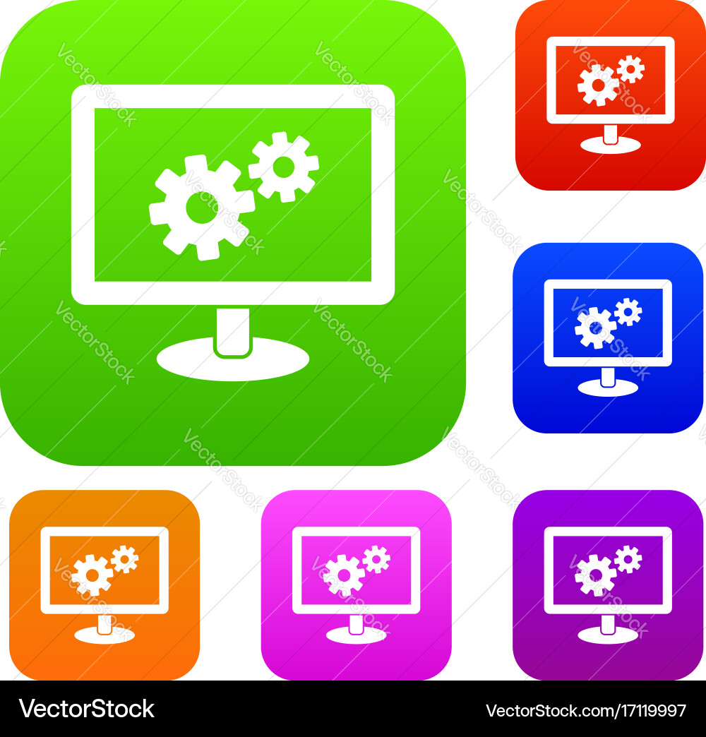 Monitor settings set collection Vector Image