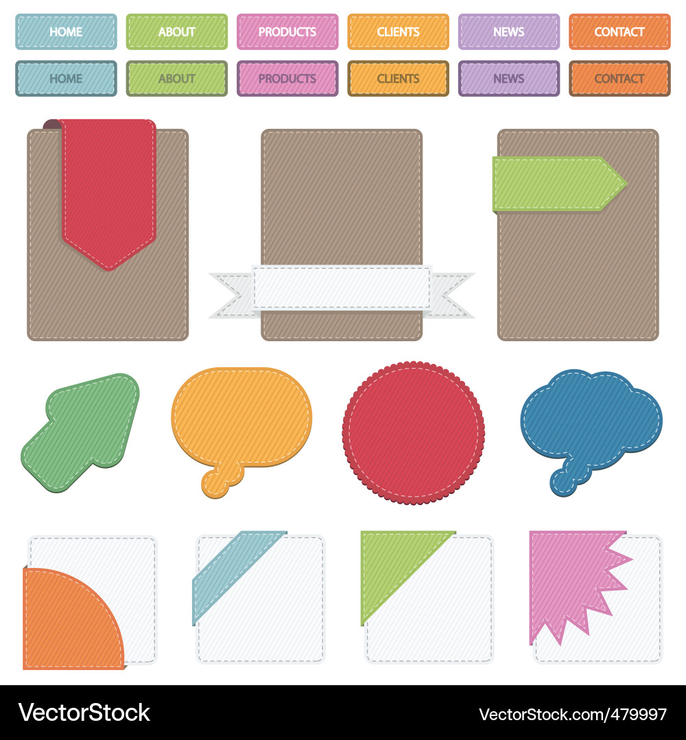Navigation Buttons & Corners vector image