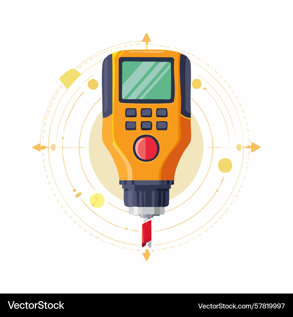 Orange digital measuring tool with screen buttons Vector Image