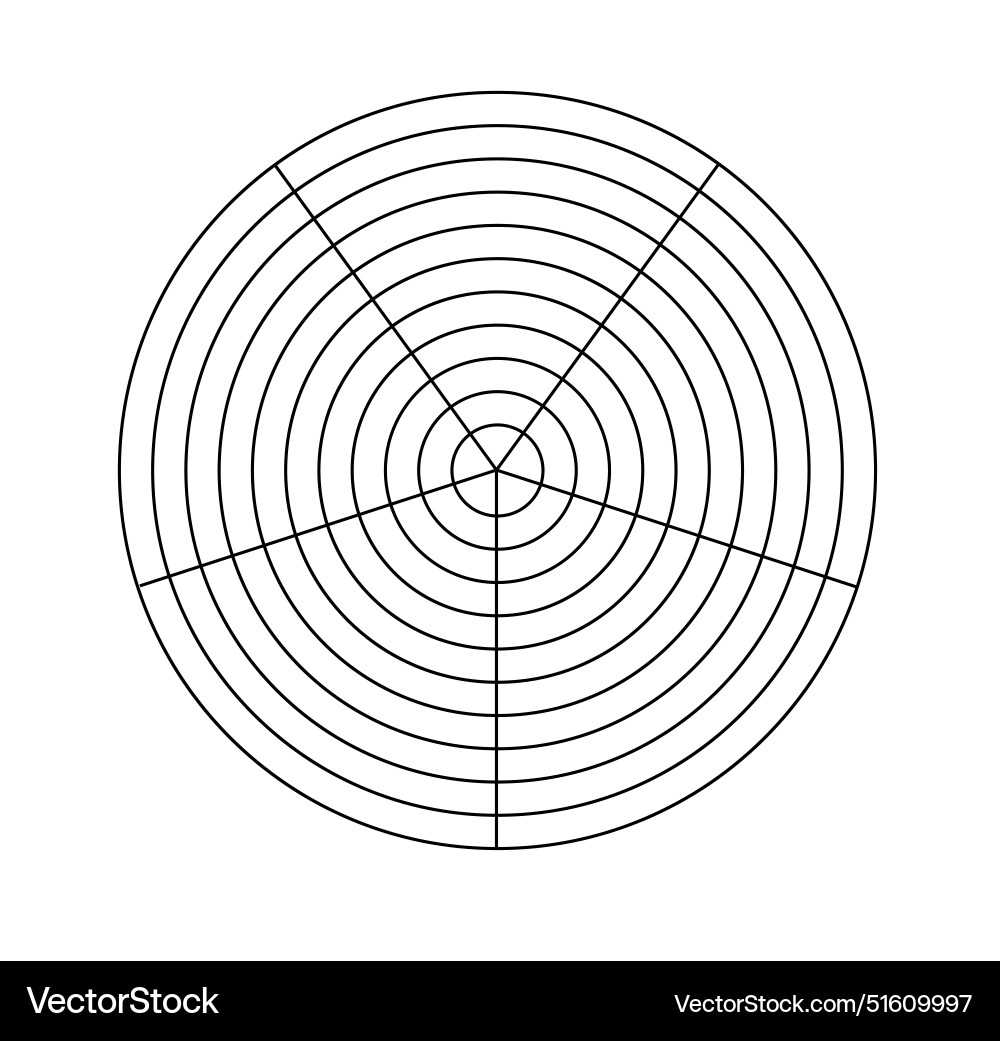 Polar grid concentric circles and steps blank vector image