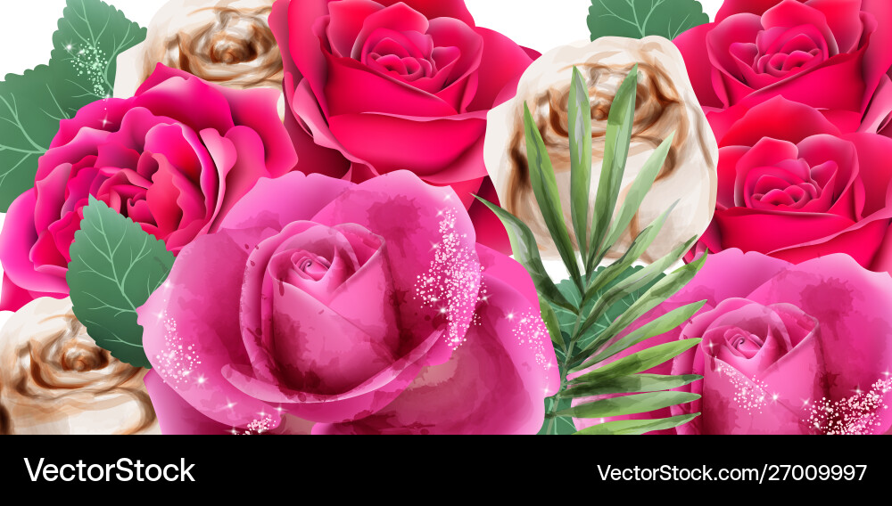 Rosa Rosen und Glitzer Aquarell schön Rosa Rosen und Glitzer Aquarell schön vektorbild