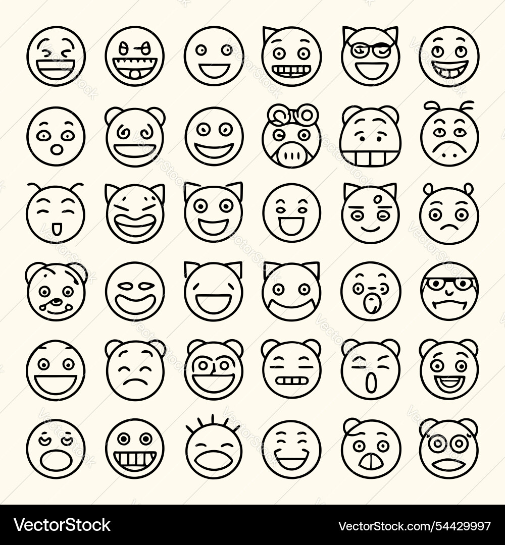 Round-line Emotion Icons zeigen eine Vielzahl Round-line Emotion Icons zeigen eine Vielzahl Vektorbild