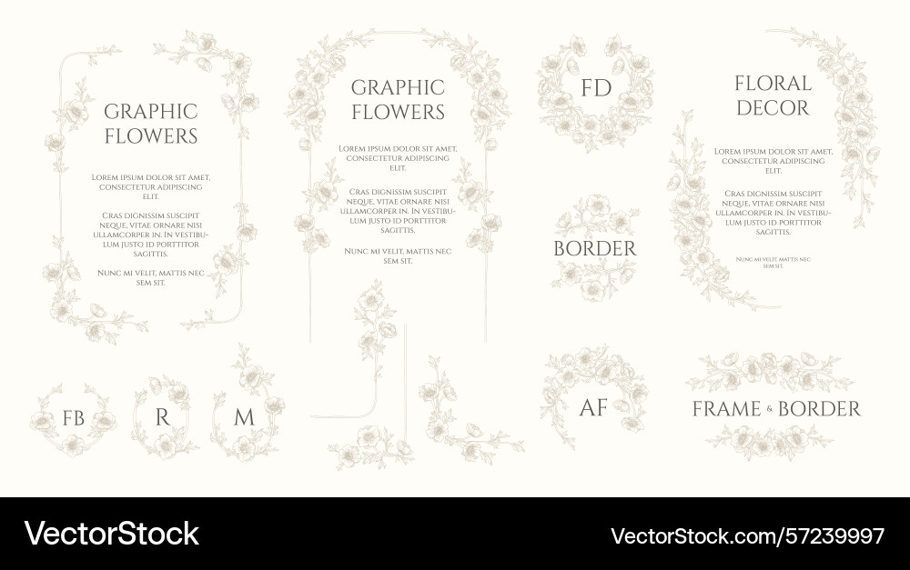 Set of frames borders and monogram vector image