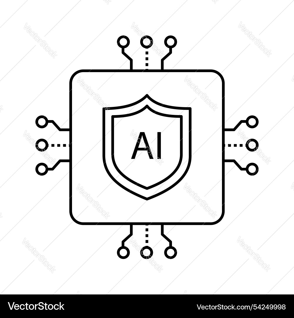 Artificial intelligence security shield icon Vector Image